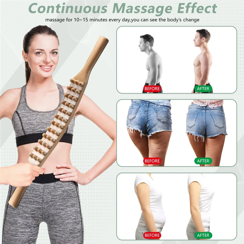 Wood Massage Roller Stick