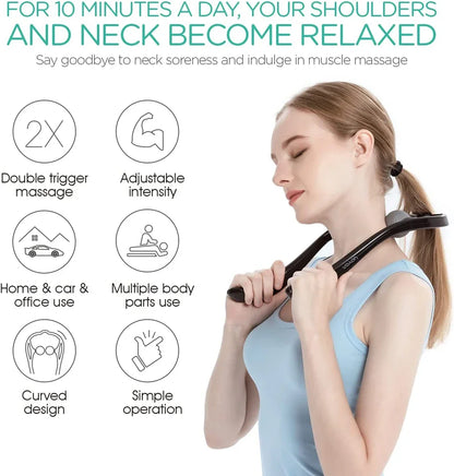 Handheld Neck Massager Roller - 2 Ball