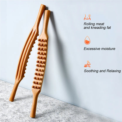 Wood Massage Roller Stick